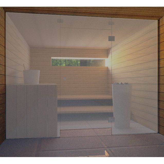 Saunan lasiseinä Vihtan 7 ovi + ylälasi + 2 sivulasia harmaa