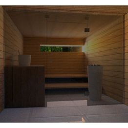 Saunan lasiseinä Vihtan 7 ovi + ylälasi + 2 sivulasia musta