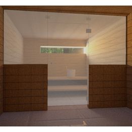 Saunan lasiseinä Vihtan 15 ovi + ylälasi + 2 sivulasia harmaa satiini