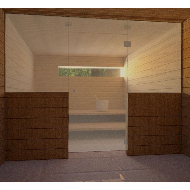 Saunan lasiseinä Vihtan 8 ovi + ylälasi + 2 sivulasia pronssi