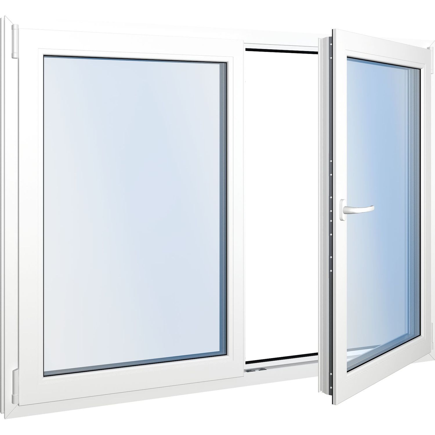 Seicom Classic RO 2K 2-lasinen kippi-ikkuna, PVC, B-malli yksiaukkoisella karmilla, leveys 2500 mm