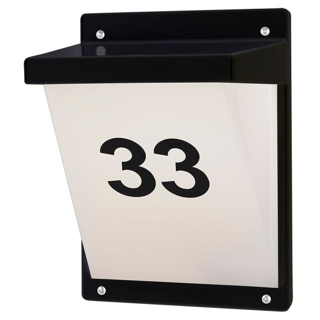 Seinä-/numerovalaisin Airam Vino, max 20W, 285x205mm, IP65, musta/opaali