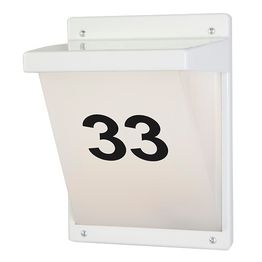 Seinä-/numerovalaisin Airam Vino, max 20W, 285x205mm, IP65, valkoinen/opaali