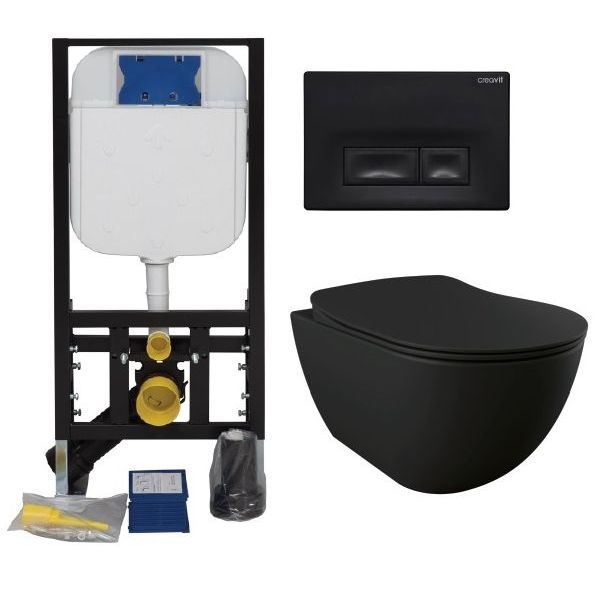 Seinä-WC-paketti Creavit GR50320-D2 musta