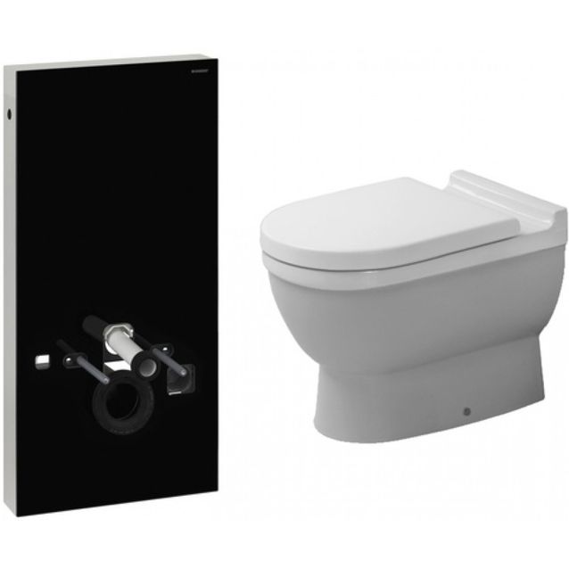 Seinä-WC -paketti Duravit Starck3 Geberit Monolith musta