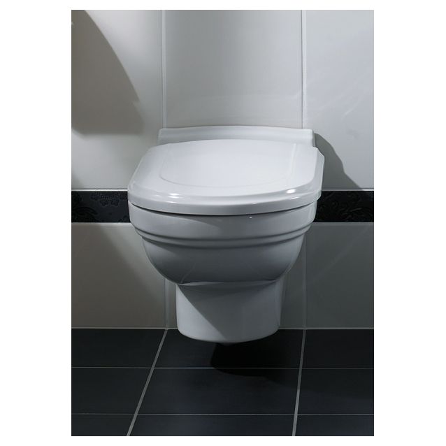 Seinä-WC Ceramicplus-pinnoitteella Villeroy & Boch Hommage 6661 370x600 mm Valkoinen Alpin + istuinkansi