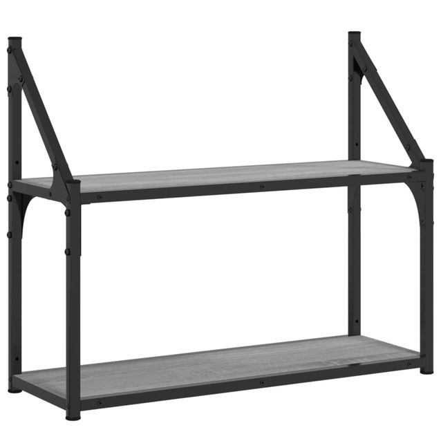 Seinähylly 2-kerrosta harmaa Sonoma 60x21x51 cm tekninen puu (35462)