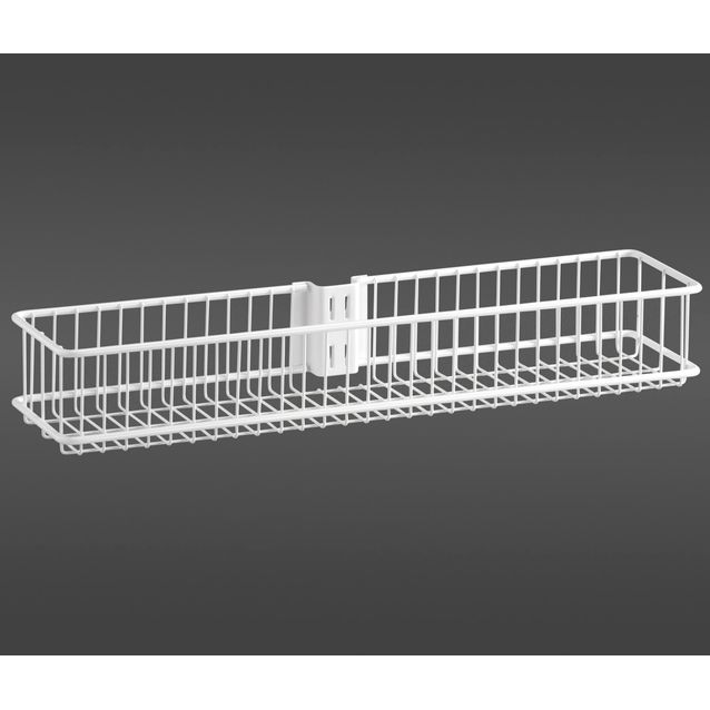 Keskikokoinen, valkoinen seinäkori asennetaan suoraan seinä- tai riipukiskoon