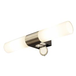 Seinävalaisin Cosenza IP44 435x115x64 mm 2-osainen + pistorasia kromi/valkoinen