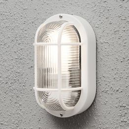 Seinävalaisin Konstsmide Elmas 7650-200 120x105x200 mm ovaali valkoinen