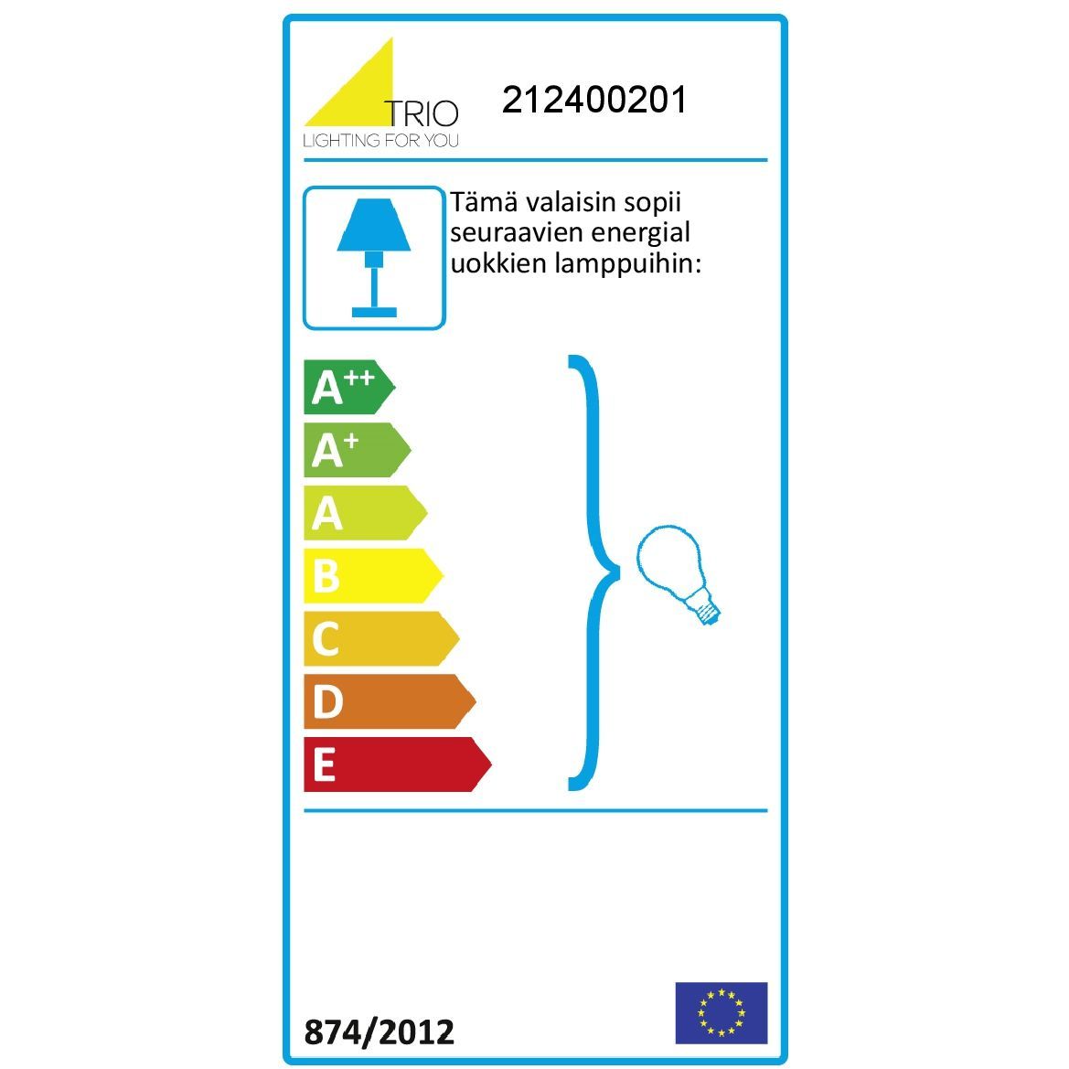 Seinävalaisin Trio Marley, 180x60x80mm, valkoinen lisäkuva 2