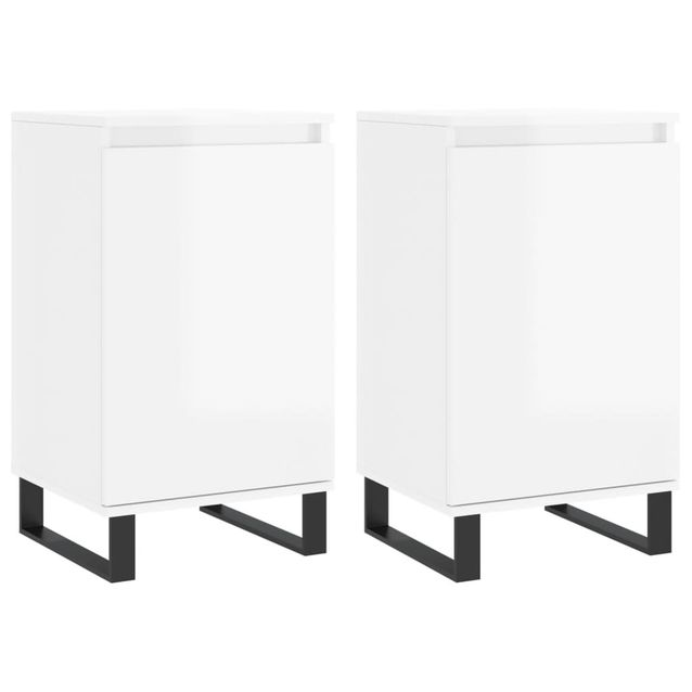 Senkit 2kpl korkeakiilto valkoinen 40x35x70 cm tekninen puu (31073)