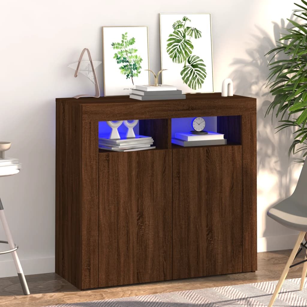 Senkki LED-valoilla 80x35x75 cm pähkinä