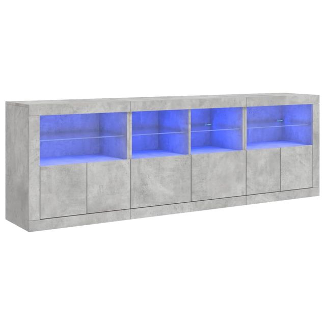 Senkki LED-valoilla betoninharmaa 202x37x67 cm (09012)