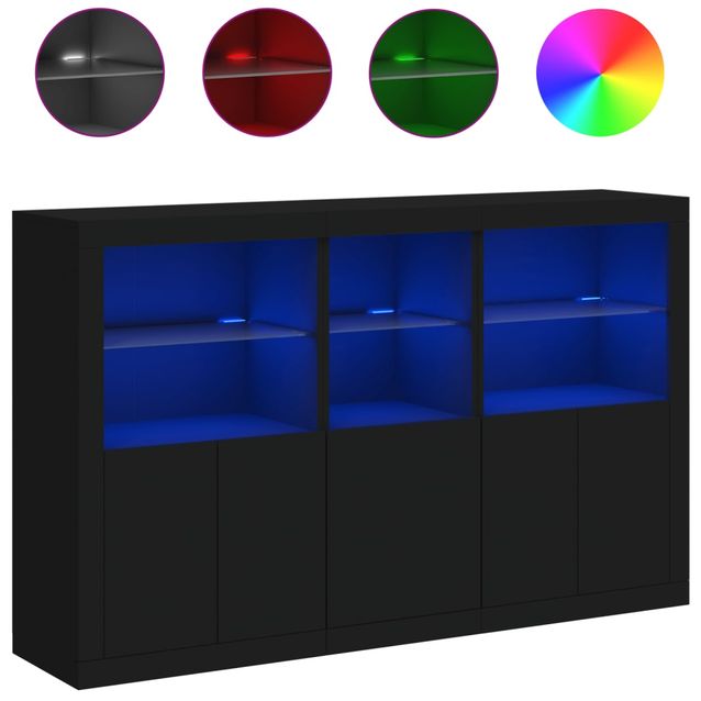 Senkki LED-valoilla musta 162x37x100 cm (09143)