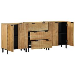 Senkkisarja 3-osainen ruskea 60x33x75 cm massiivipuu mango (10005)