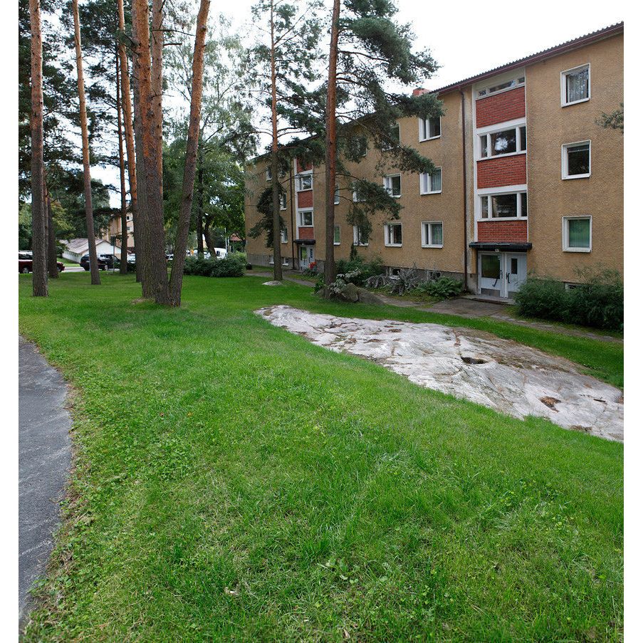Siirtonurmi Finnurmi asennettuna kerrostalon läheiseen rinteeseen