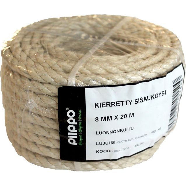 Sisalköysi Piippo kierretty minikieppi 8mm x 20m