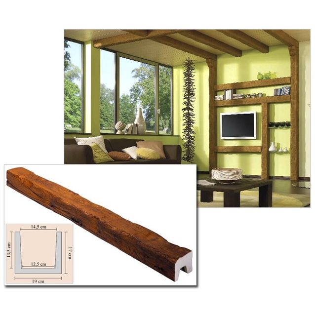 Sisustuspalkki Tirol, polyuretaani, 190x170x3000mm, vaalea tammi