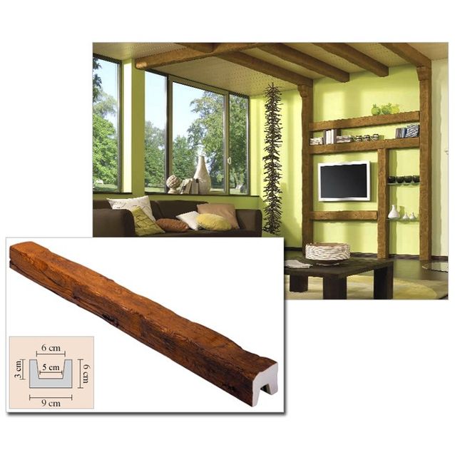 Sisustuspalkki Tirol, polyuretaani, 90x60x3000mm, vaalea tammi