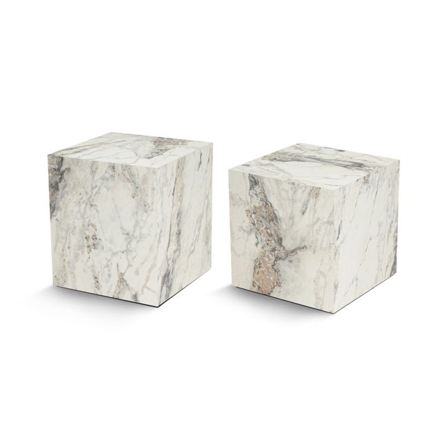 Sivupöytäsetti Linento Furniture Küp, freesia-marmorijäljitelmä, 2-osainen