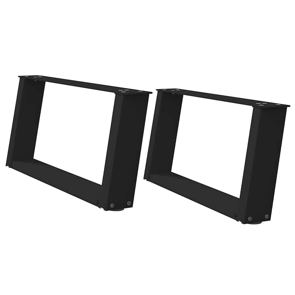 Sohvapöydän jalat U-muotoiset 2 kpl musta 70x(30-31) cm teräs (12752)