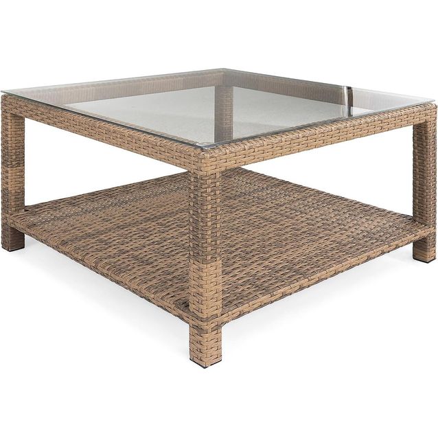 Sohvapöytä hyllyllä Bahamas 75x75 cm hiekka