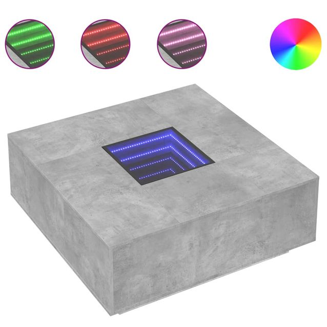 sohvapöytä Infinity LED-valoilla betonin harmaa 100x100x40 cm (84045)