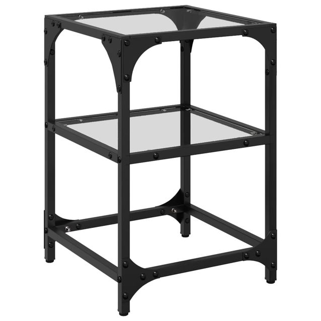 Sohvapöytä läpinäkyvä lasinen pöytälevy 30x30x45 cm teräs (45998)