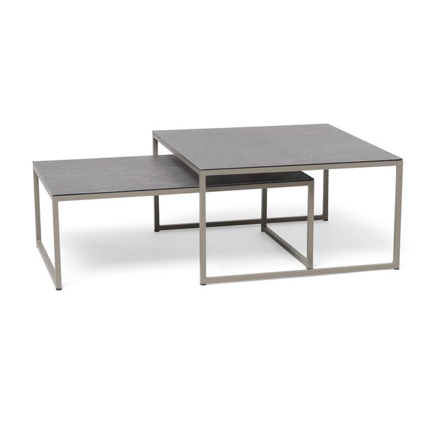 Sohvapöytäsetti Jet Set 80 x 80cm ja 60 x 100cm beige keraaminen lasitaso