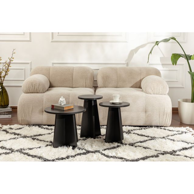 Sohvapöytäsetti Linento Furniture Lume, puunväri/musta, 3-osainen