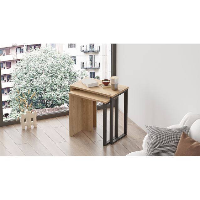 Sohvapöytäsetti Linento Furniture On7, pähkinäpuu, 2-osainen