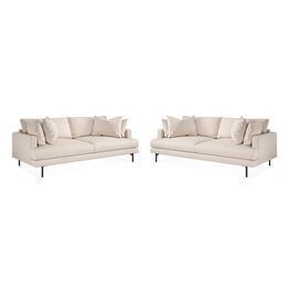 Sohvaryhmä Menard, 4-istuttava + 4-istuttava, syvä kangassohva, beige (00785)