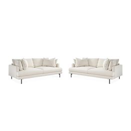 Sohvaryhmä Menard, syvä samettisohva, 4-istuttava + 4-istuttava, 225cm leveä, beige (00825)