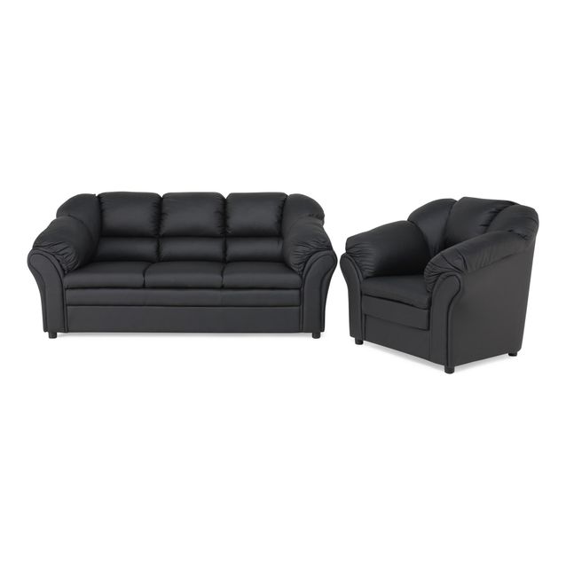 Sohvaryhmä Salvador, 3-istuttava sohva + nojatuoli, musta (47497)