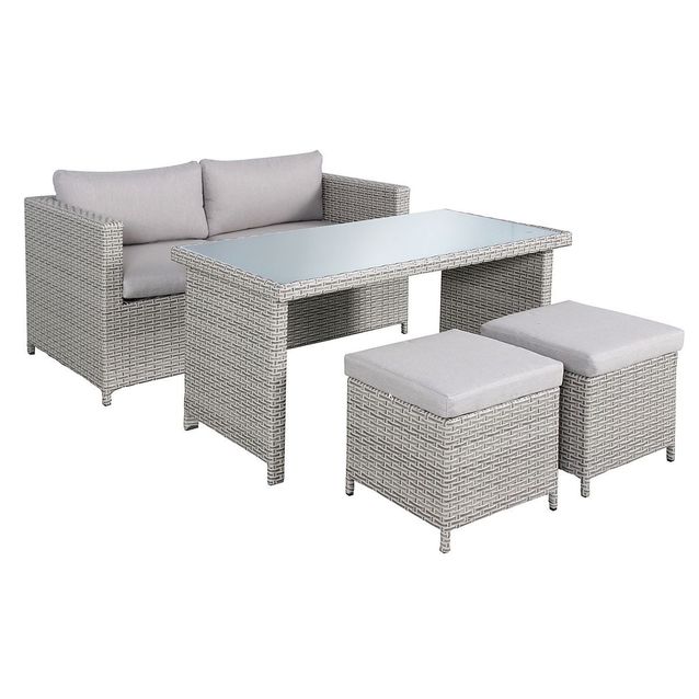 Sohvaryhmä Chic Garden Genova sohva + pöytä + 2 rahia vaaleanharmaa