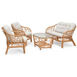 Sohvaryhmä Fårö (2h-sohva 2xnojatuolit pöytä) beige