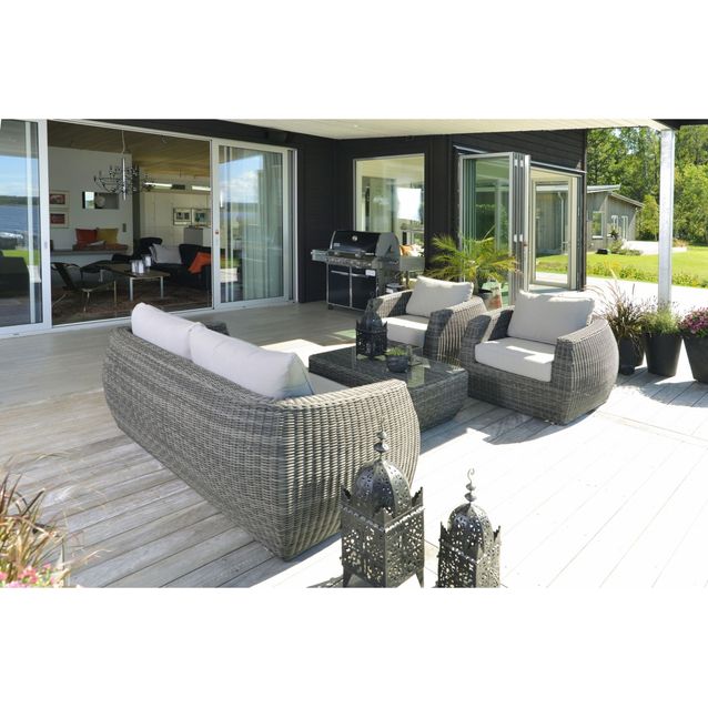 Sohvaryhmä Emile, pöytä, sohva, 2 nojatuolia, valkoinen/harmaa