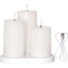 LED-kynttilä Star Trading Flamme Charge, ladattava, 3kpl, valkoinen