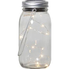 Aurinkokennokoristevalaisin Star Trading Jamjar, 18cm, kirkas