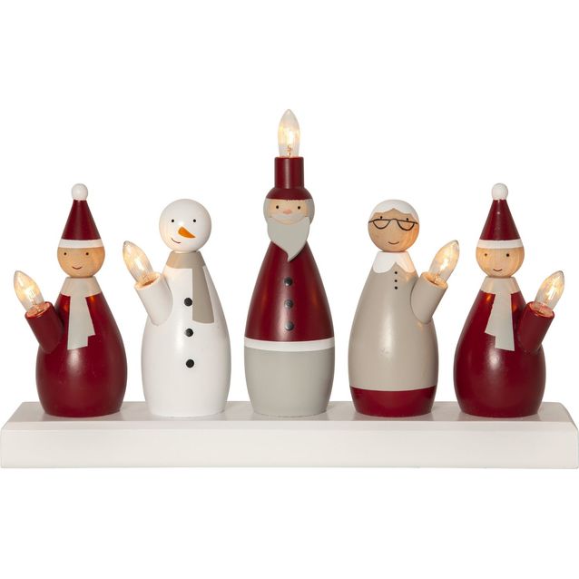 Kynttelikkö Star Trading Tomtefamilj, 33,5x7x20,5cm, moniväri