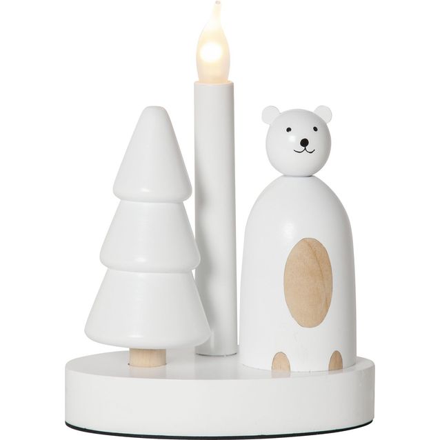 Kynttelikkö Star Trading Christmas Joy Polar Bear, 33x9x22cm, valkoinen