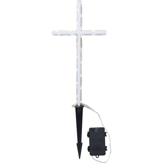 LED-valokoriste Star Trading GraveCross, 42cm, valkoinen
