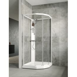 Suihkukaappi Flow Semi Standard kirkas lasi valkoinen takaseinä eri vaihtoehtoja