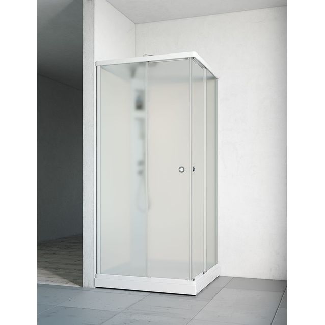 Suihkukaappi Flow Suora Lux ice lasi valkoinen takaseinä eri vaihtoehtoja