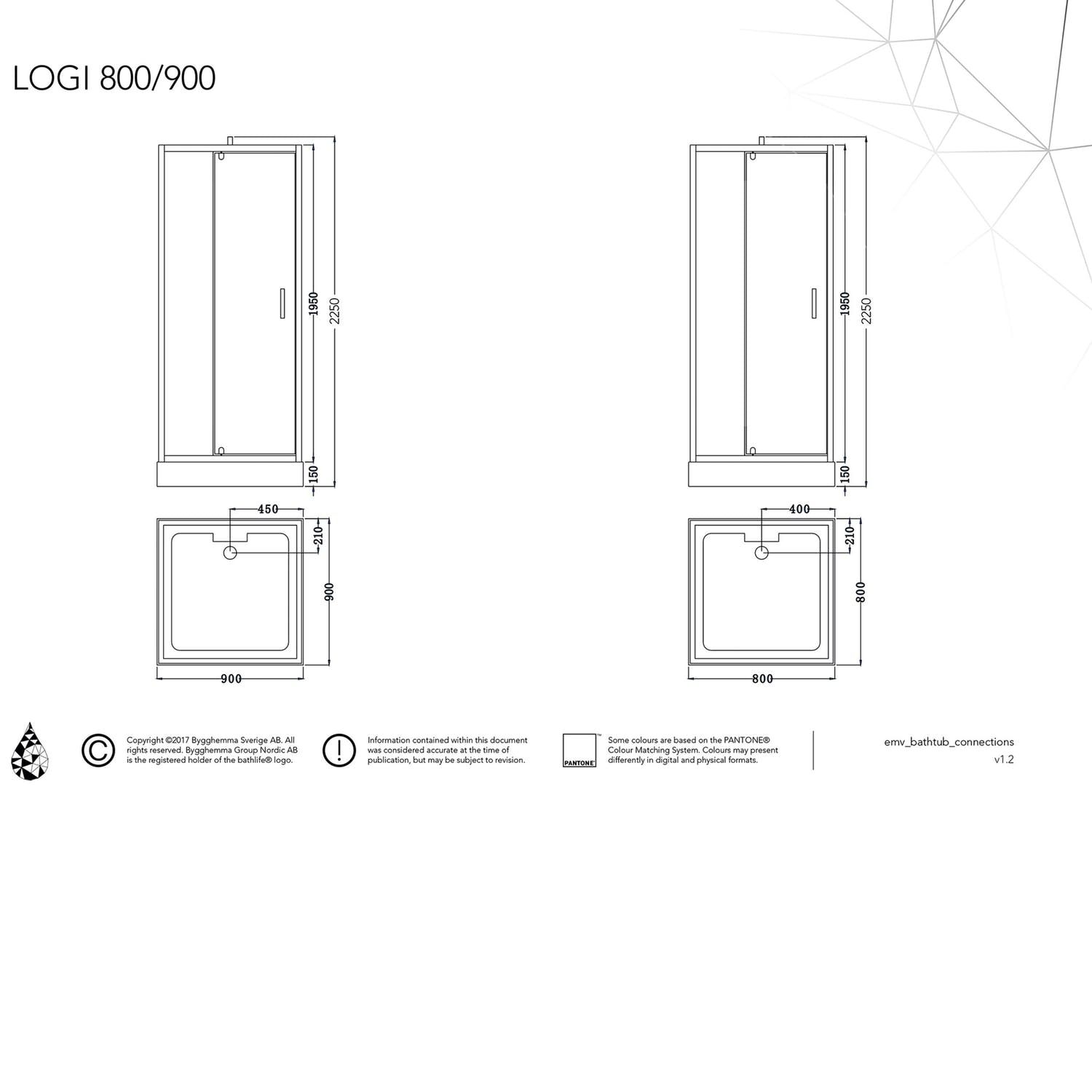 Suihkukaappi Bathlife Logi 900x900 mm
