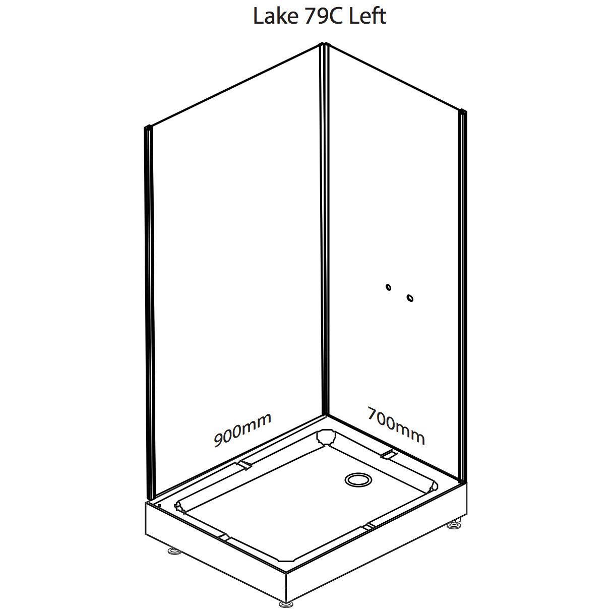 Suihkukaappi Noro Lake 79C 900x700mm alumiini/kirkas vasen