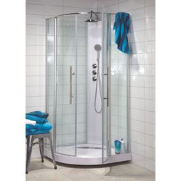 Suihkukaappi Noro Wave 900x900x2090 mm mattahopea/lasi kirkas