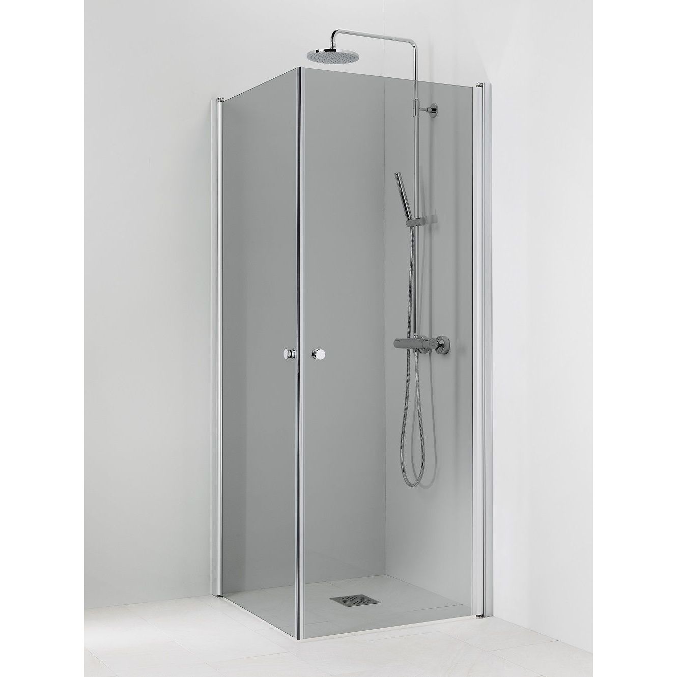 Suihkukulma Vihtan Pisara 3+3 800/900 mm kääntyvä suora harmaa lasi