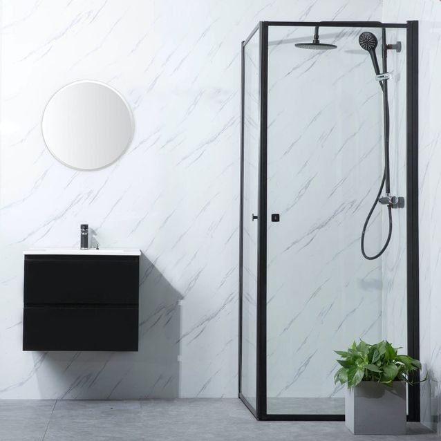 Suihkunurkka Bathlife Profil 700x700mm kaksi ovea musta kehys
